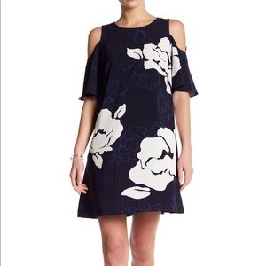 NWT Laundry Blue Floral Cold Shoulder Dress